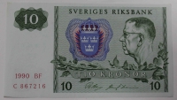 Банкнота 10 крон 1990г. Швеция, состояние UNC. - Мир монет