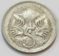 5 центов  1969г. Австралия, Ехидна, состояние VF-XF - Мир монет