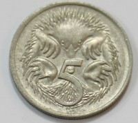 5 центов 1976г. Австралия, Ехидна, состояние ХF - Мир монет