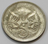5 центов 1980г. Австралия, Ехидна, состояние ХF - Мир монет