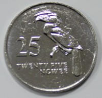 25 нгве 1992г. Замбия, Птица носорог , состояние UNC - Мир монет