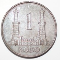 1 кобо  1973г  Нигерия, Нефтяные вышки, состояние XF-UNC. - Мир монет