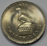 20 центов 1975г. Родезия, Сокол, состояние UNC - Мир монет