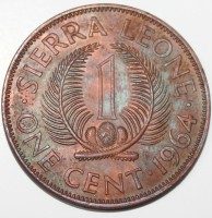 1 цент 1964г. Сьерра Леоне, Сэр Милтон Маргаи, состояние UNC - Мир монет
