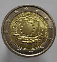 2 евро 2015г. Бельгия. 30 лет флагу,состояние UNC - Мир монет