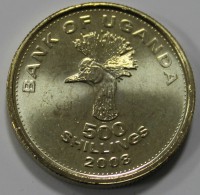 500 шиллингов 2008г. Уганда, Страус , состояние  UNC - Мир монет