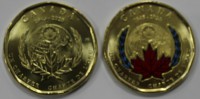 Комплект из двух  2-х долларовых монет 2020г. Канада. 75 лет ООН, цветная, состояние UNC - Мир монет