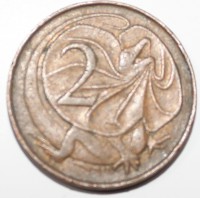 2 цента 1966г. Австралия, Ящерица, состояние VF - Мир монет