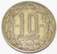10 франков 1958г. Камерун. Антилопы Куду, состояние VF-XF - Мир монет