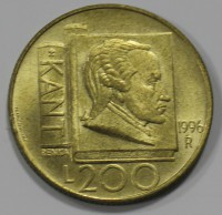 200 лир 1996г.  Сан-Марино.  Кант,  состояние UNC - Мир монет