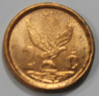 2 цента 1994г. ЮАР. Орел с добычей, состояние UNC - Мир монет