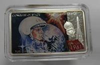   2 доллара 2011г. Ниуе. 50 лет полету первого человека в космос (Ю.А.Гагарин), чистого серебра 1 унция, монета в оригинальной капсуле и упакована в пазл,  в родной коробке с сертификатом подлинности. - Мир монет