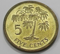 5 центов 2010г. Сейшелы, Пальма, состояние aUNC - Мир монет