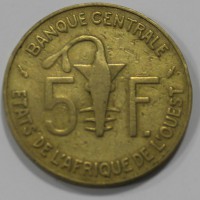 5 франков 1978г. Западно Африканский Валютный Союз, Антилопа Куду, состояние XF - Мир монет
