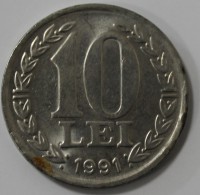 10 лей 1991г.  Румыния,состояние XF - Мир монет