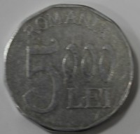5000 лей 2001г.   Румыния,состояние VF - Мир монет