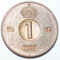 1 эре 1954г. Швеция, состояние VF. - Мир монет