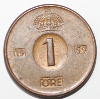 1 эре 1959г. Швеция, состояние VF. - Мир монет