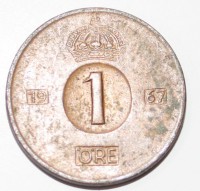 1 эре 1967г. Швеция, состояние VF. - Мир монет