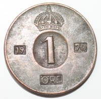 1 эре 1970г. Швеция, состояние VF. - Мир монет