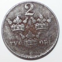 2 эре 1942г. Швеция, состояние VF. - Мир монет