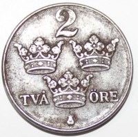 2 эре 1943г. Швеция, состояние VF-XF. - Мир монет