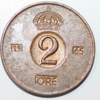 2 эре 1965г. Швеция, состояние VF. - Мир монет