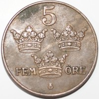 5 эре 1950. Швеция, состояние VF. - Мир монет