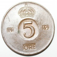 5 эре 1969. Швеция, состояние VF+. - Мир монет