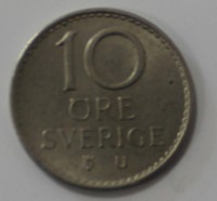 10 эре 1965г. Швеция, никель,  состояние VF - Мир монет
