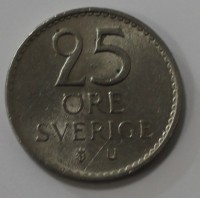 25 эре 1968г. Швеция, никель, состояние ХF - Мир монет