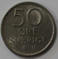 50 эре 1967г. Швеция, никель, состояние XF - Мир монет