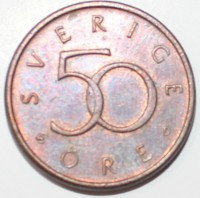 50 эре 1992г. Швеция,состояние VF - Мир монет