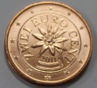 2 евроцента 2011г. Австрия, состояние UNC - Мир монет