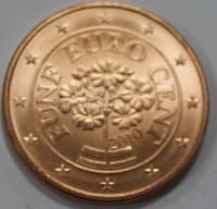 5 евроцентов 2010г. Австрия, состояние UNC - Мир монет