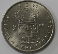 2 кроны 1968г. Швеция, никель, состояние UNC - Мир монет