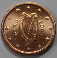 1 евроцент 2002г. Ирландия, состояние UNC - Мир монет