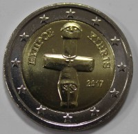 2 евро регулярный чекан  2017г. Кипр, состояние UNC - Мир монет