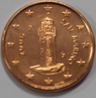 1 евроцент 2006г. Сан-Марино, состояние UNC - Мир монет