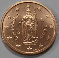 2 евроцента  2006г. Сан-Марино, состояние UNC - Мир монет