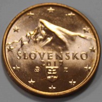 Словакия.  2 евроцента  2017г. , из ролла. - Мир монет