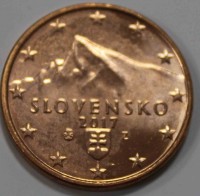5 евроцентов  2017г. Словакия, состояние UNC - Мир монет