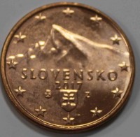 Словакия.  5 евроцентов  2017г. , из ролла. - Мир монет