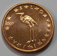 1 евроцент 2007г. Словения, состояние UNC - Мир монет