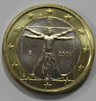 1 евро 2008г. Италия, состояние UNC - Мир монет