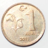 1 куруш 2011г. Турция, состояние VF - Мир монет