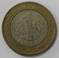 1 лира 2011г. Турция,состояние VF-XF - Мир монет