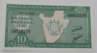 Банкнота  10 франков 2007г. Бурунди, состояние UNC. - Мир монет