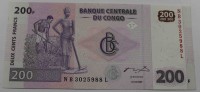Банкнота  200 франков 2007г. Конго, Сельхозработы, состояние UNC. - Мир монет