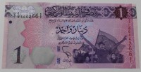 Банкнота   1 динар  2017г. Ливия, состояние UNC. - Мир монет